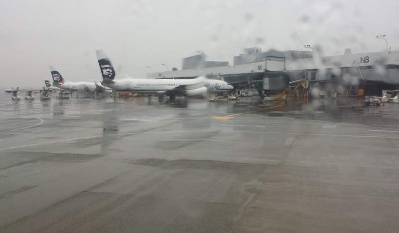 wet runway at airport