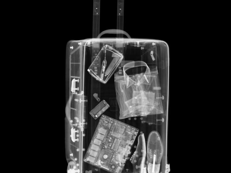 x-ray image of a suitcase. Perth Airport will introduce new x-ray security.