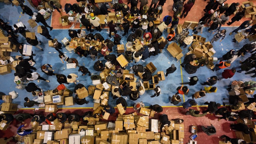 aerial shot of a distribution centre in Ankara following the turkey syria earthquake