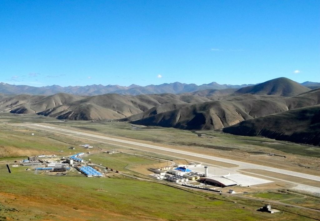 aerial view of Changdu Bangda Airport, which used to be the highest altitude airport