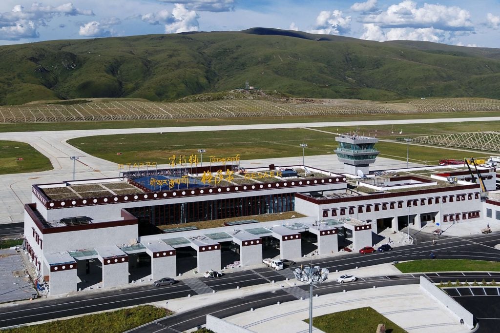 Aerial view of Ganzi Gesaer Airport in Tibet
