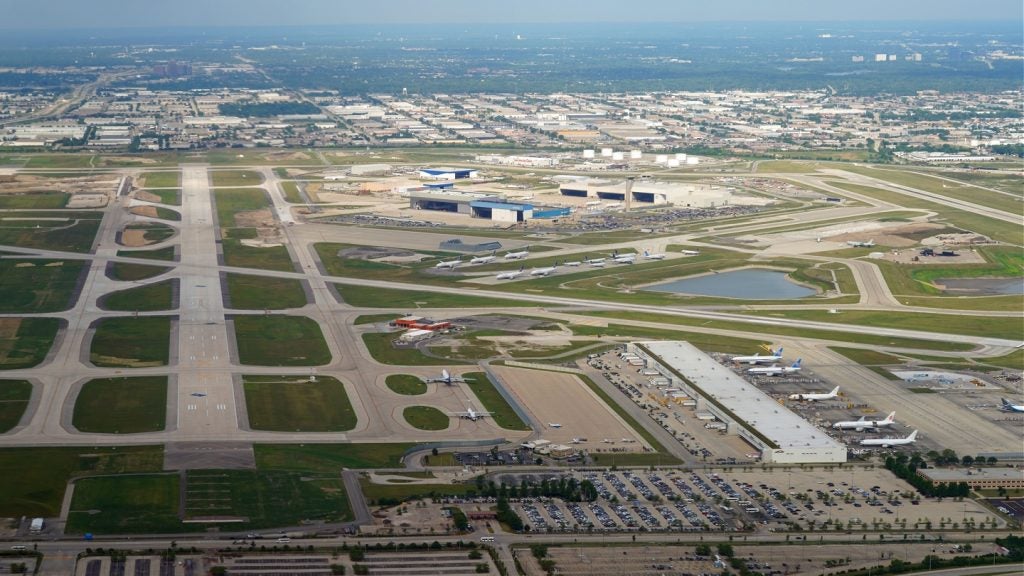 An aerial view of Chicago O'Hare International Airport