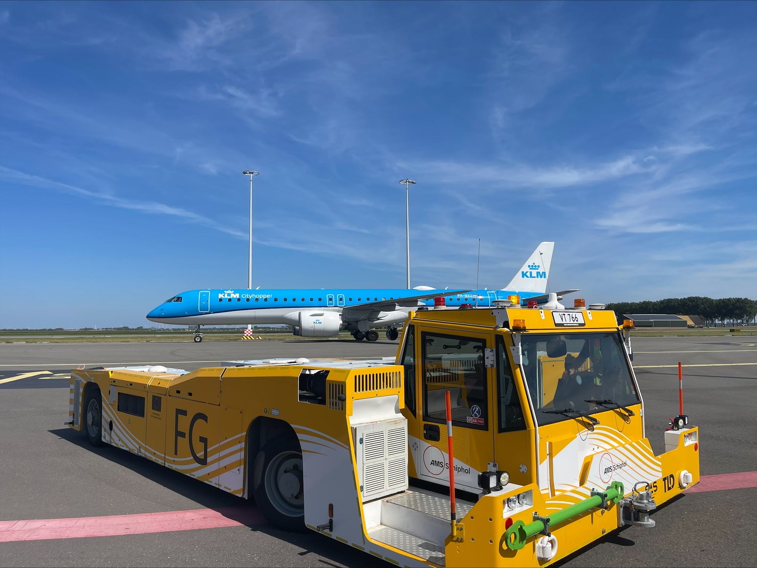 KLM Cityhopper’s First Embraer TaxiBot Flight at Schiphol-feature-image